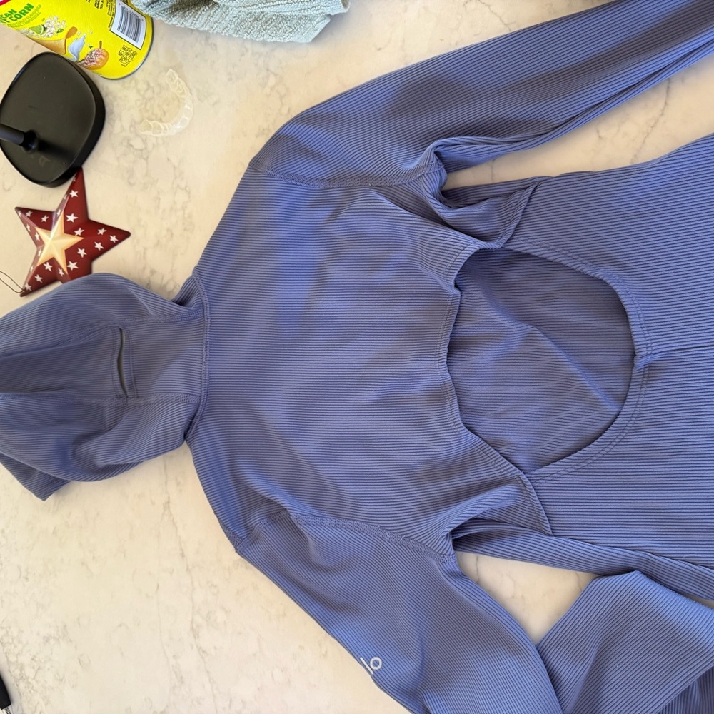 ALO Yoga Blue Ribbed Sweatshirt - Picture 3 of 5